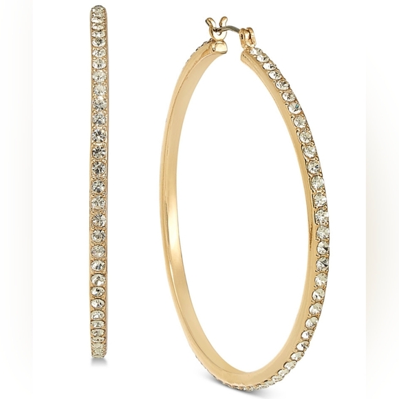 Gold Rhinestone Hoops 2" - Picture 2 of 7